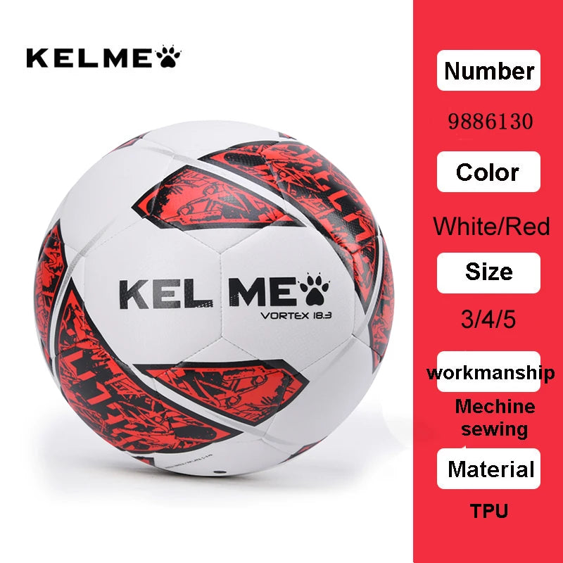 KELME Professional Soccer Ball TPU – Size 3, 4, or 5 – Red Green Goal Team Match Training Ball