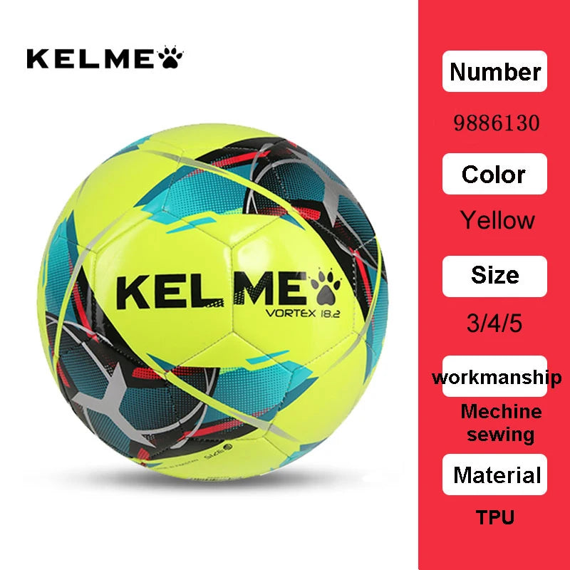 KELME Professional Soccer Ball TPU – Size 3, 4, or 5 – Red Green Goal Team Match Training Ball