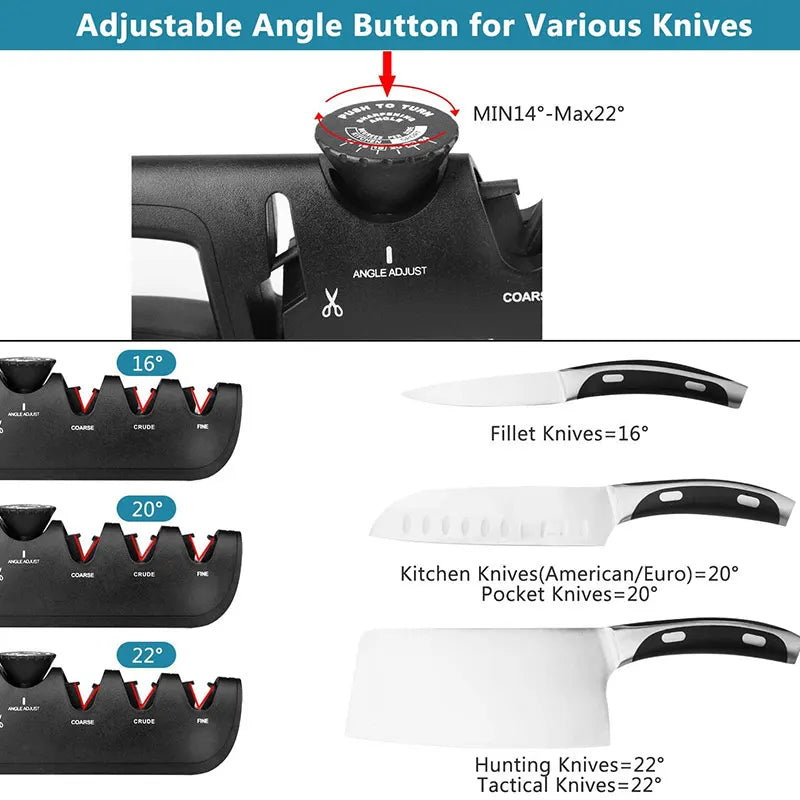 Adjustable Knife Sharpener 4 Stages Professional Whetstone Tool for Knives & Scissors