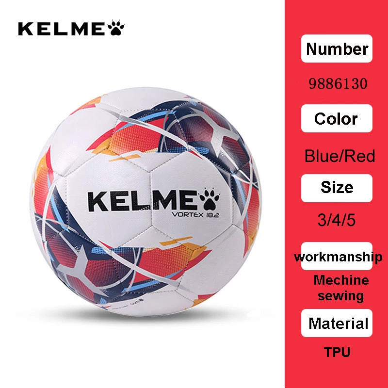 KELME Professional Soccer Ball TPU – Size 3, 4, or 5 – Red Green Goal Team Match Training Ball