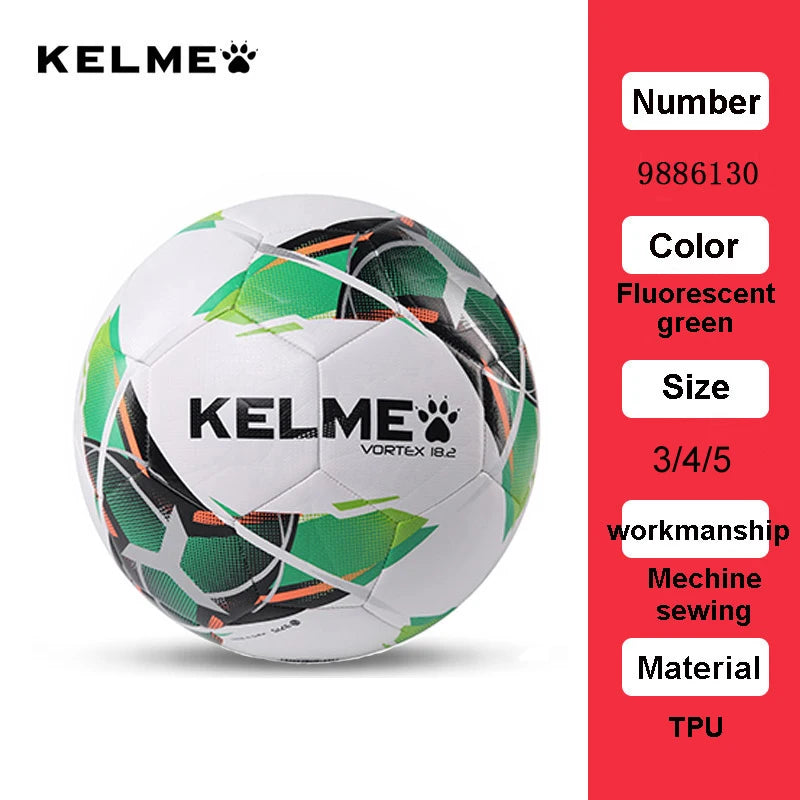 KELME Professional Soccer Ball TPU – Size 3, 4, or 5 – Red Green Goal Team Match Training Ball