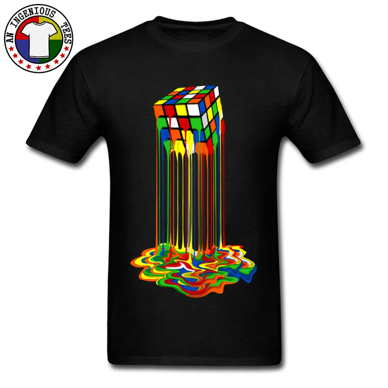 Rainbow Abstraction Melted Image Cotton T-Shirt for Men – Vibrant, Comfortable, and Stylish