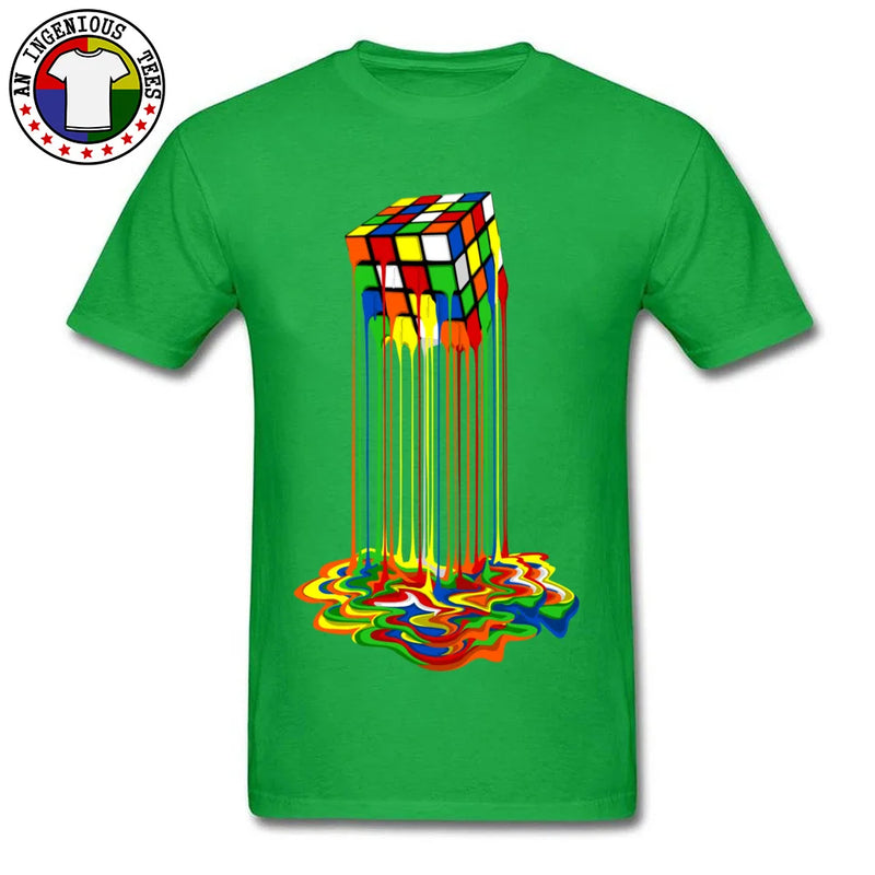 Rainbow Abstraction Melted Image Cotton T-Shirt for Men – Vibrant, Comfortable, and Stylish