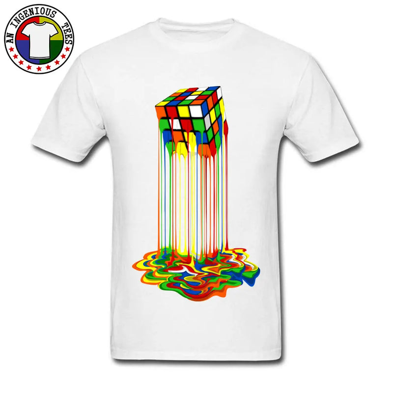 Rainbow Abstraction Melted Image Cotton T-Shirt for Men – Vibrant, Comfortable, and Stylish