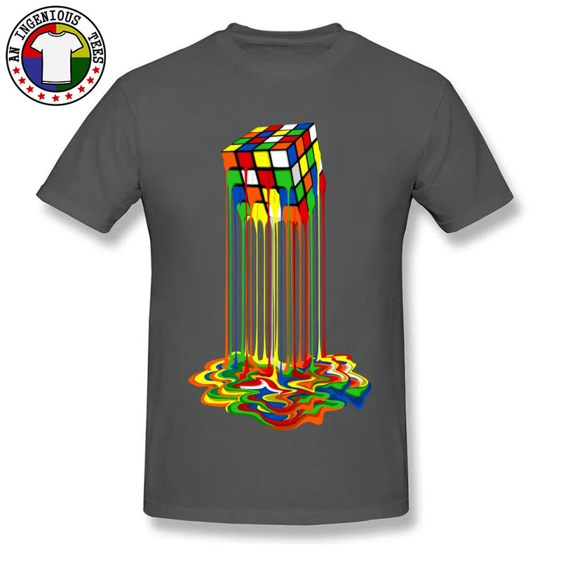 Rainbow Abstraction Melted Image Cotton T-Shirt for Men – Vibrant, Comfortable, and Stylish