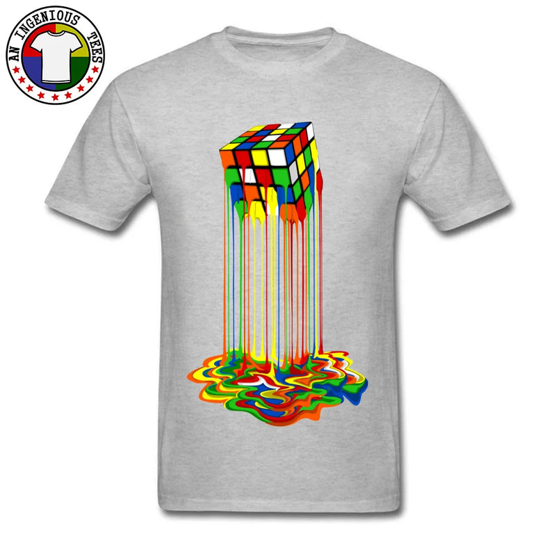 Rainbow Abstraction Melted Image Cotton T-Shirt for Men – Vibrant, Comfortable, and Stylish