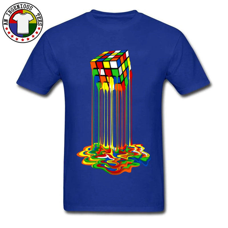 Rainbow Abstraction Melted Image Cotton T-Shirt for Men – Vibrant, Comfortable, and Stylish