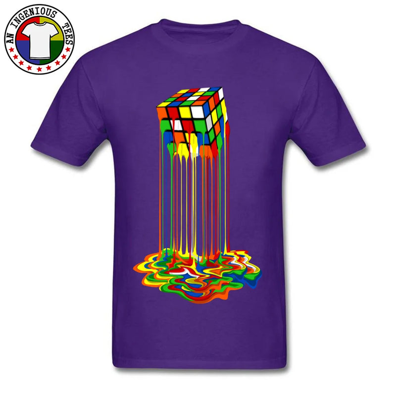 Rainbow Abstraction Melted Image Cotton T-Shirt for Men – Vibrant, Comfortable, and Stylish