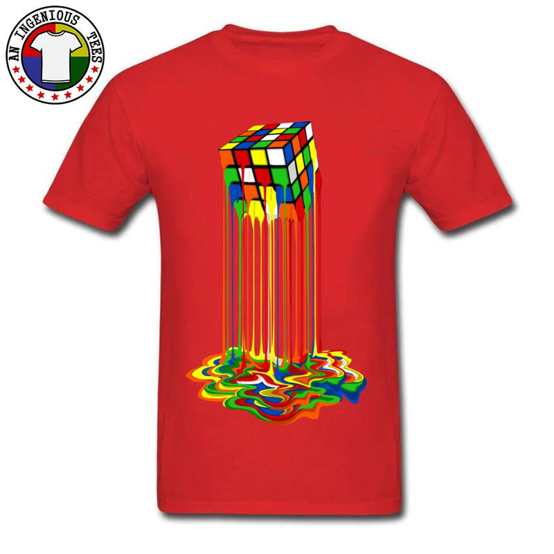 Rainbow Abstraction Melted Image Cotton T-Shirt for Men – Vibrant, Comfortable, and Stylish