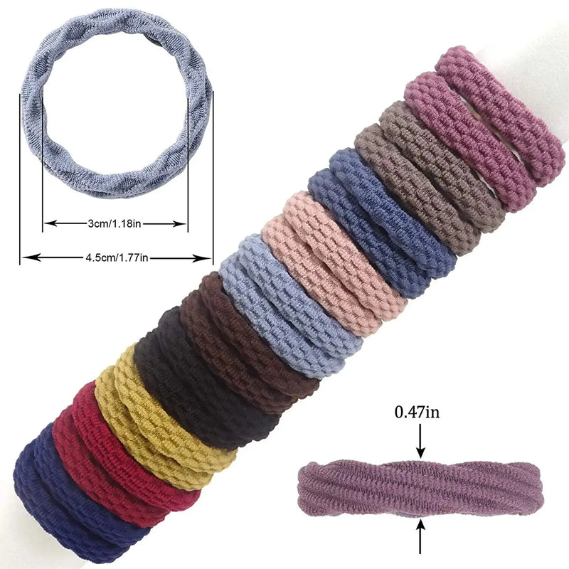 20PCS Simple Elastic Hair Bands – Fashionable Cotton Blend Hair Ties for Women & Girls