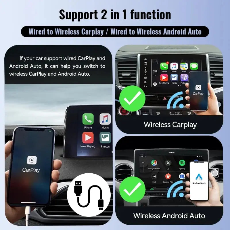 XUDA Wireless CarPlay & Android Auto Adapter – Fast WiFi Connection, Plug & Play for Nissan & More