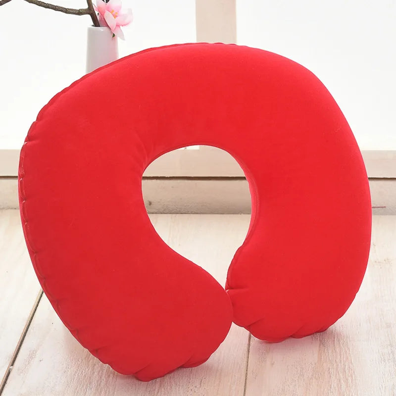 Inflatable C-Shaped Travel Neck Pillow – Portable Round Cushion for Travel, Bedding & Body Support