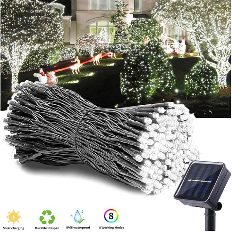 Solar Powered Outdoor Fairy Lights, IP65 Waterproof with 8 Lighting Modes for Entertaining