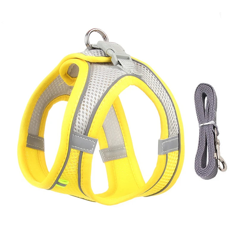 Adjustable Dog Harness Leash Set for Small Dogs, Puppy & Cat Vest for Walking, Reflective Lead