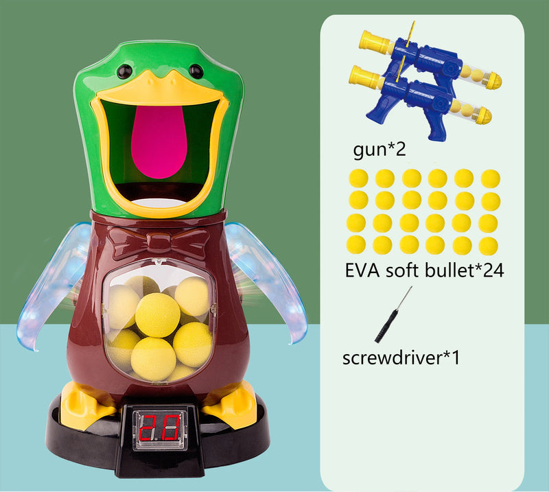 Air-Powered Duck Shooting Game – Soft Bullet Ball Gun Toy with Light & Electronic Scoring for Kids