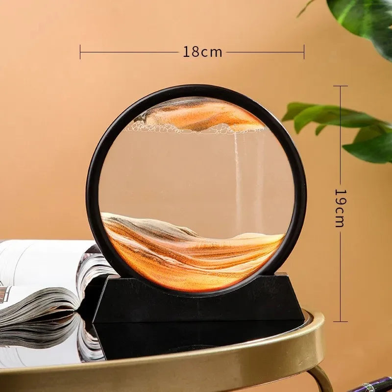 3D Hourglass Quicksand Art Picture Round Deep Sea Sandscape Flowing Painting for Office & Home Decor