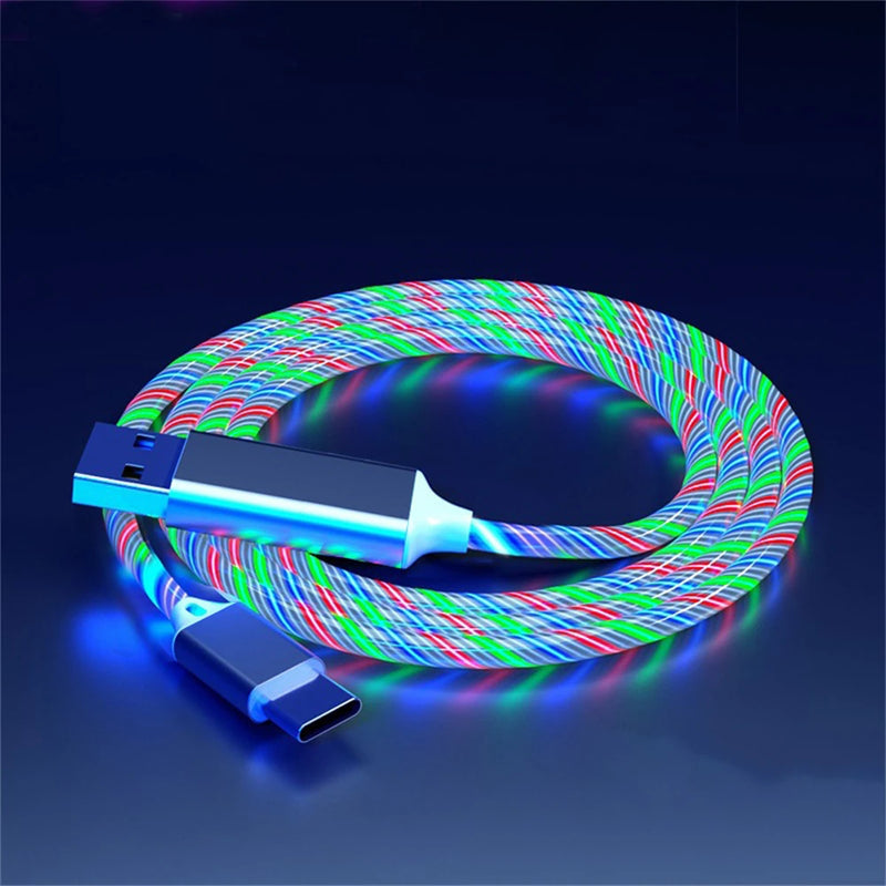 NNBILI LED Glowing 3-in-1 USB Fast Charging Cable – Luminous Type-C, Micro USB & Lightning Charger