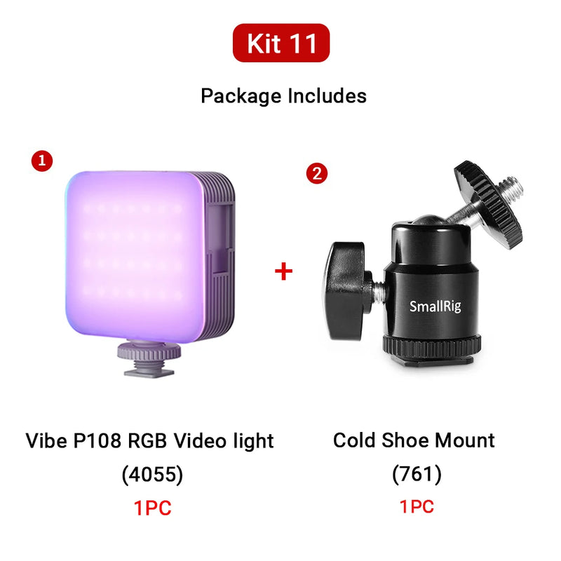 SmallRig Portable Vibe P108 RGB Video Light, 130mins Battery, 108 LED Beads, Pocket Size Floodlight