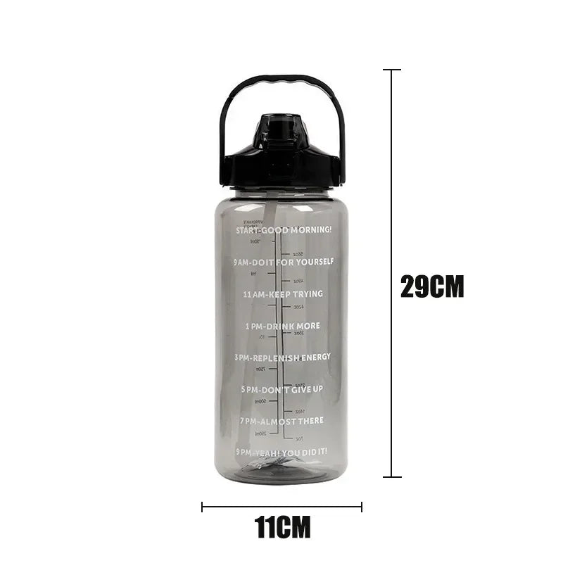 2L Large Portable Water Bottle with Straw: Reusable, Leakproof, Travel-Friendly for Sports & Fitness