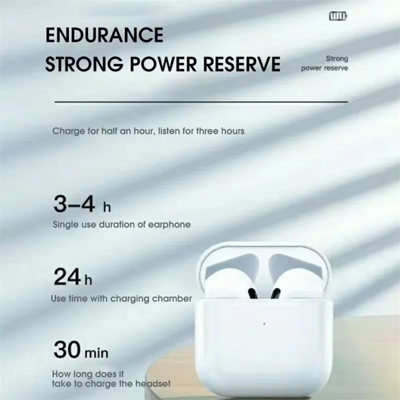 Pro4 TWS Bluetooth Earphones with 9D Stereo Sound, Wireless Noise-Cancelling Earbuds for Xiaomi