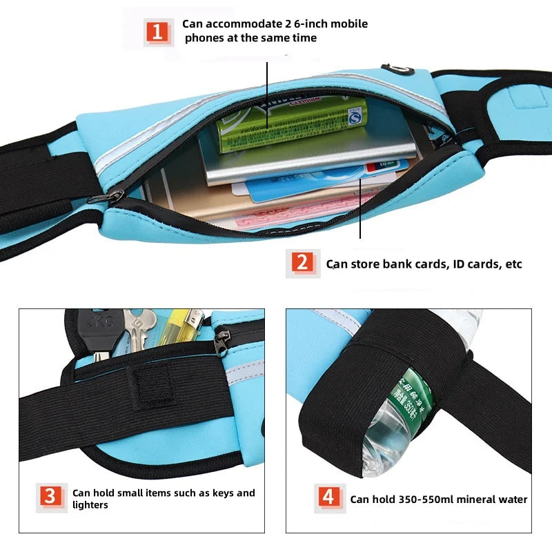 Waterproof Reflective Sports Waist Bag with Adjustable Strap for Running, Cycling & Fitness