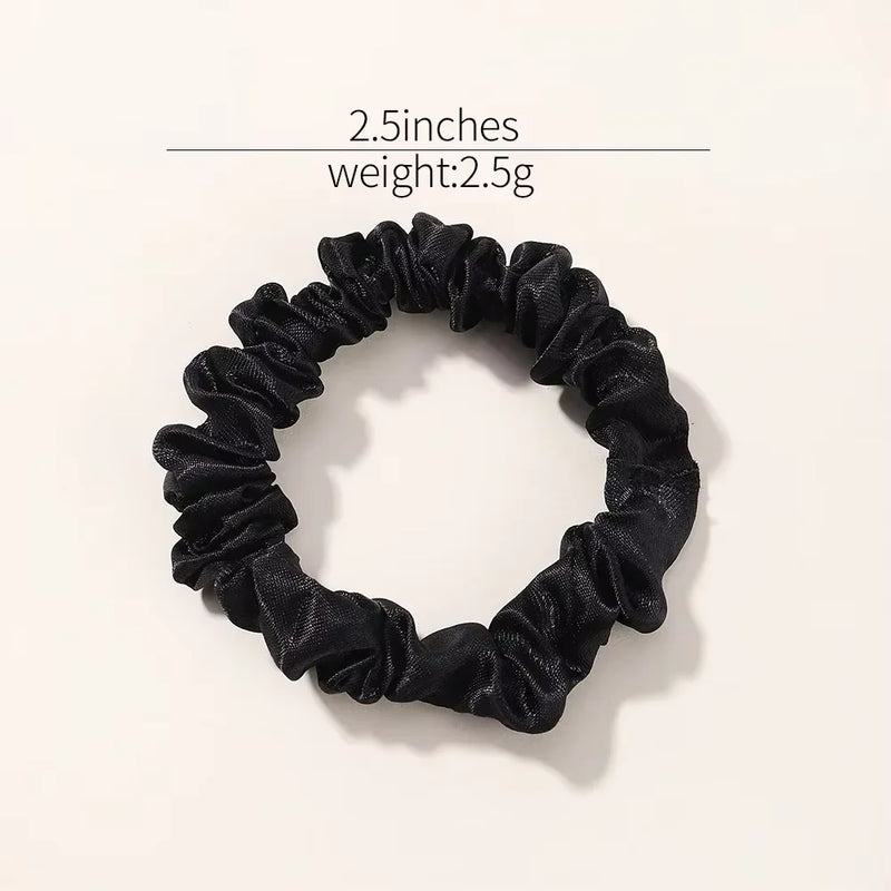 6Pcs Minimalist Silk Hair Scrunchies – Elegant Solid Colour Elastic Hair Ties for Women