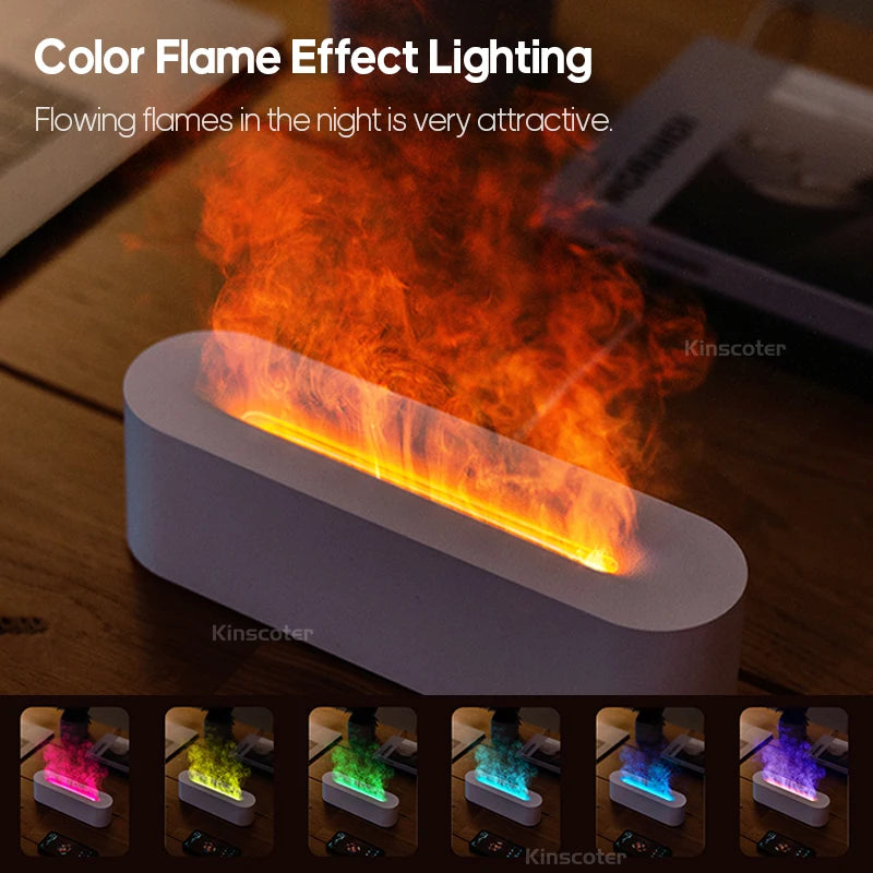 KINSCOTER Essential Oil Diffuser with Flame Effect, Ultrasonic Humidifier, RGB Night Light