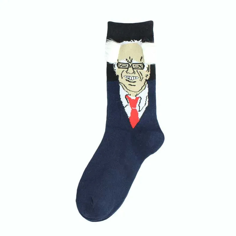 2024 Donald Trump Funny Socks – Spoof Character Crew Socks with 3D Fake Hair for Men & Women