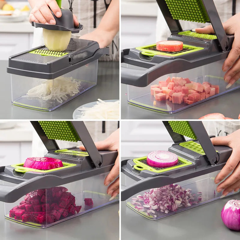 14/16-in-1 Multifunctional Vegetable Chopper | Onion Slicer, Dicer, and Grater