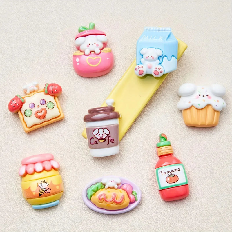 8Pcs Kawaii Cartoon Food Refrigerator Magnets, Cute Decorative Fridge Magnets for Home & Office