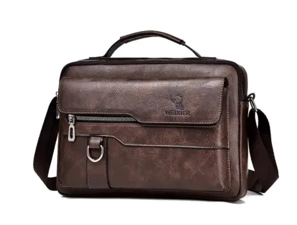 New Men's Messenger Bag – Designer PU Leather Retro Large-Capacity Shoulder Bag for Travel