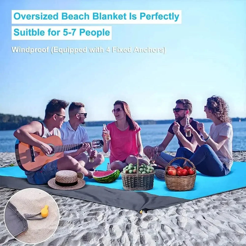 Beach Blanket Sandproof & Waterproof, 200 x 140cm Lightweight Picnic Mat for Travel, Hiking & Sports