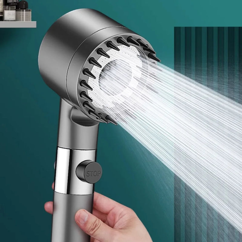 High-Pressure Filter Shower Head – 3-Mode Adjustable Spray with Massage Brush, Water-Saving Design