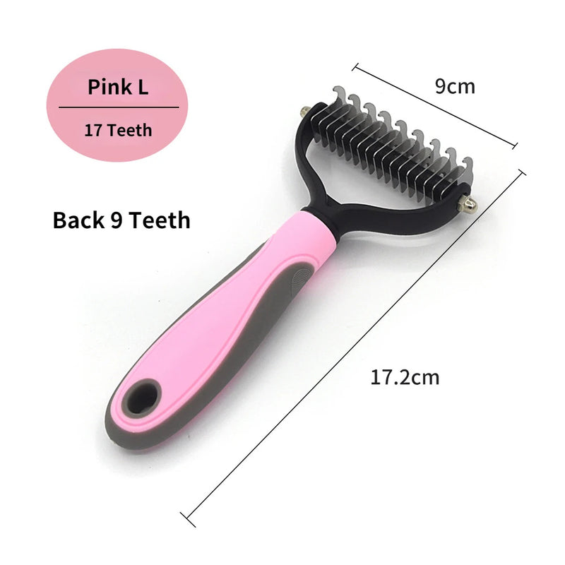 Professional Pet Deshedding Brush | Knot Cutter & Hair Remover Comb for Dogs & Cats Grooming