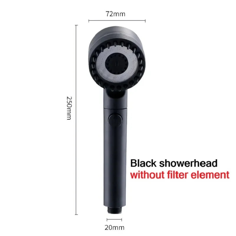 High-Pressure Filter Shower Head – 3-Mode Adjustable Spray with Massage Brush, Water-Saving Design