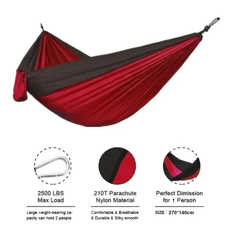 Single Person Camping Hammock | High-Strength Nylon Portable Hanging Bed