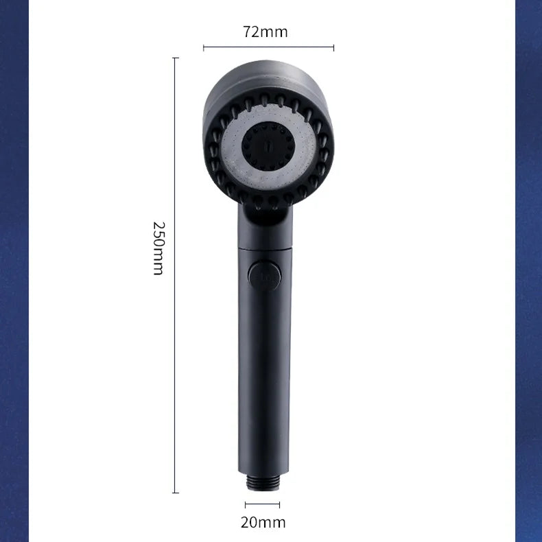 High-Pressure Filter Shower Head – 3-Mode Adjustable Spray with Massage Brush, Water-Saving Design