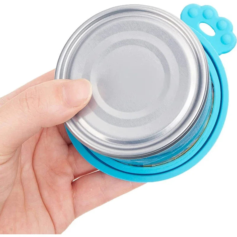 2pcs Reusable Silicone Pet Food Can Lid with Spoon | Dog & Cat Storage Tin Cover Seal