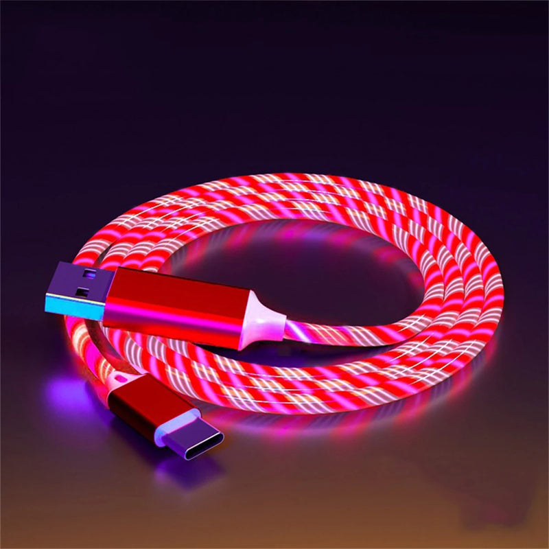 NNBILI LED Glowing 3-in-1 USB Fast Charging Cable – Luminous Type-C, Micro USB & Lightning Charger