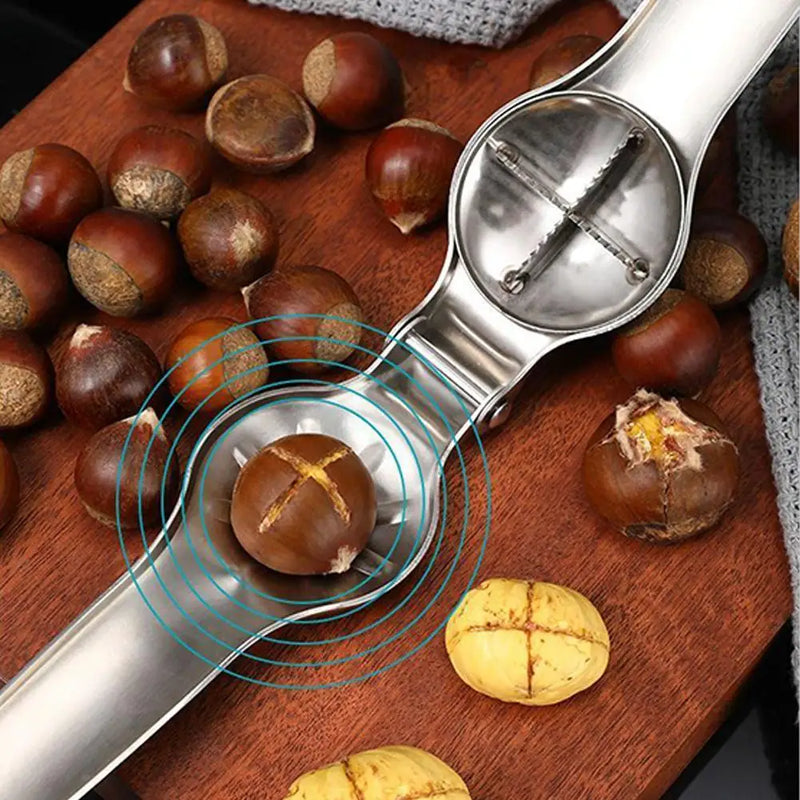 2-in-1 Stainless Steel Chestnut Opener & Nut Cracker – Quick Walnut Pliers Kitchen Gadget