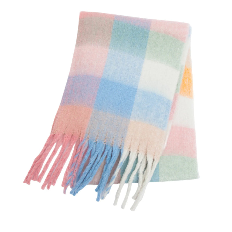 Women's Winter Cashmere Shawl & Warm Plaid Pashmina Scarf with Tassels – Stylish & Cosy