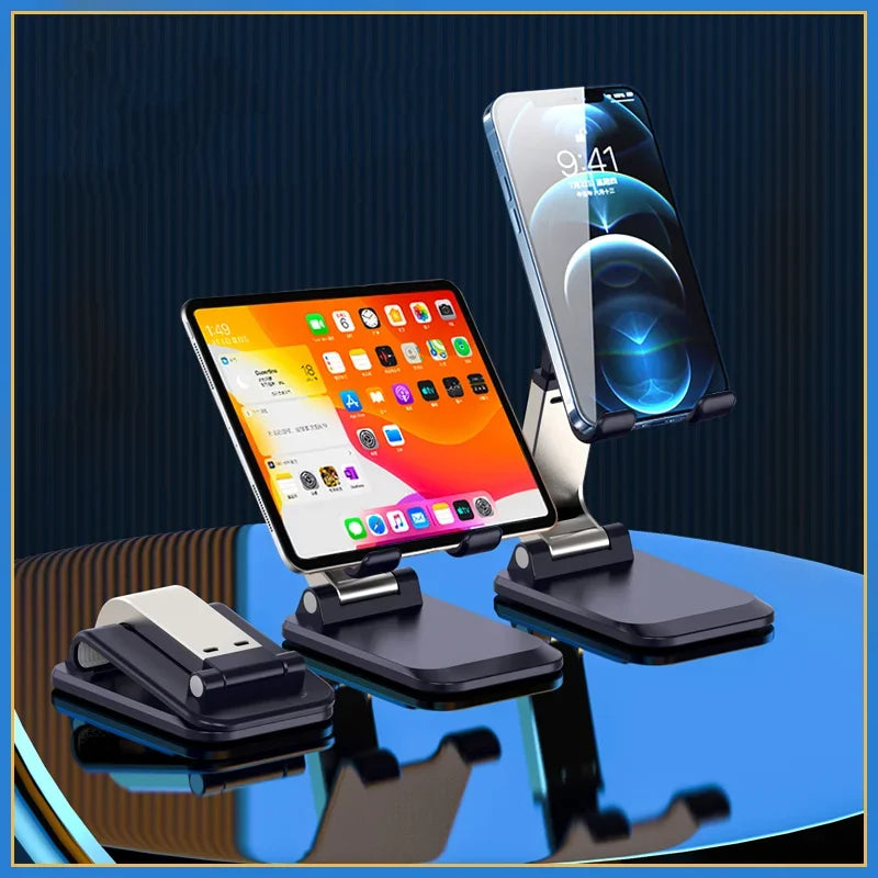 Foldable Metal Desktop Phone Stand – Universal Holder for iPhone, iPad, Tablets & Smartphones