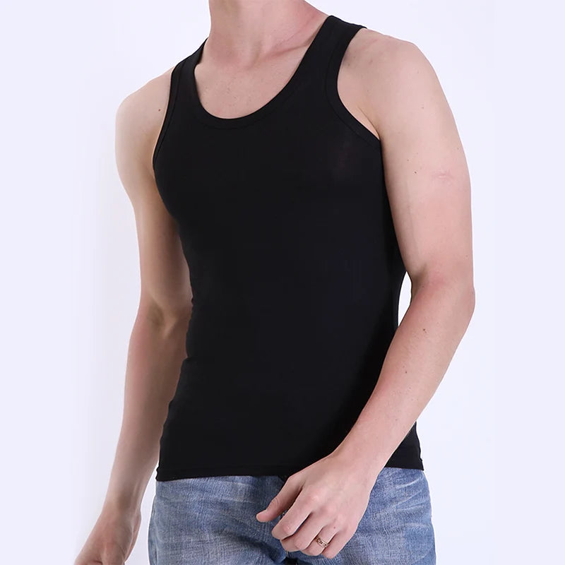 Men's Pure Cotton Sleeveless Vest | Fitness Training Tank Top for Casual Wear – All Seasons