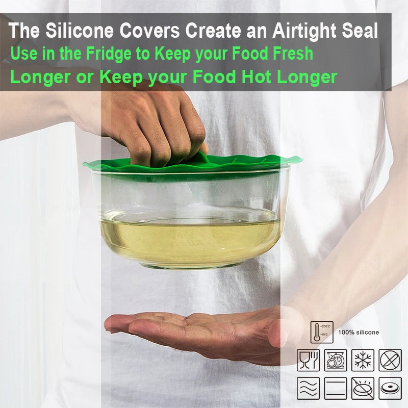 5pcs Silicone Food Covers | Universal Reusable Microwave Bowl Lids