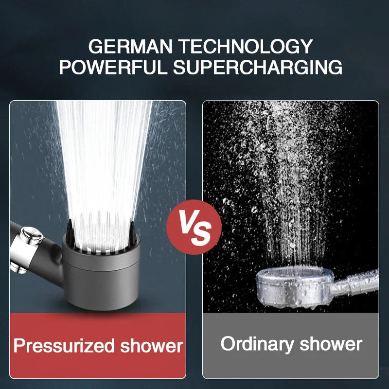 High-Pressure Filter Shower Head – 3-Mode Adjustable Spray with Massage Brush, Water-Saving Design