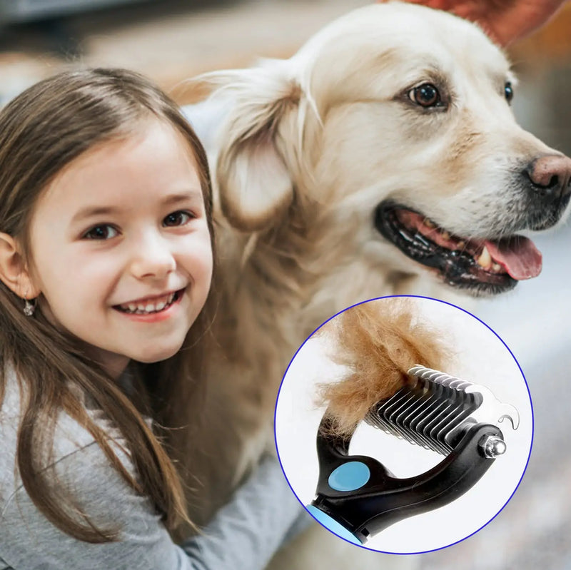 Professional Pet Deshedding Brush | Knot Cutter & Hair Remover Comb for Dogs & Cats Grooming