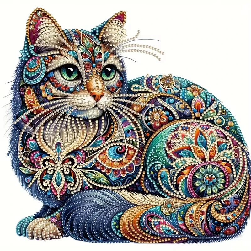 DIY 5D Cat Diamond Painting Kit - Special Shape Crystal Mosaic Craft for Home Decor & Gifts