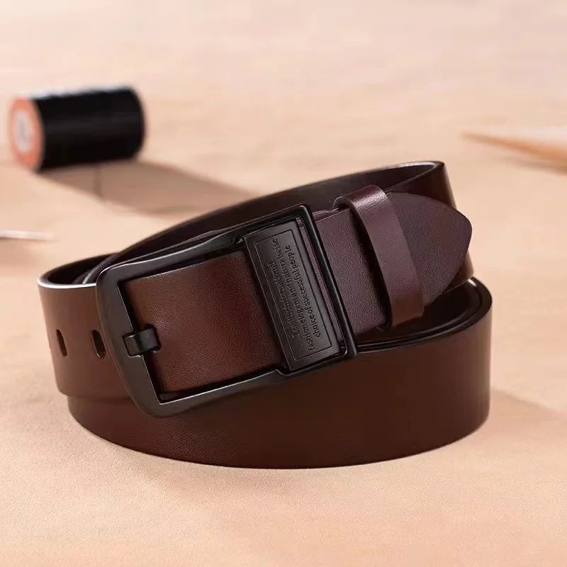 Luxury Leather Men’s Belt – Cowhide with Alloy Pin Buckle for Business, Casual, and Jeans