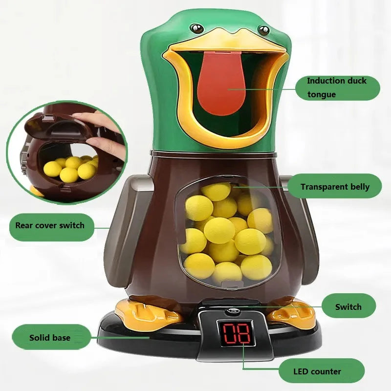 Air-Powered Duck Shooting Game – Soft Bullet Ball Gun Toy with Light & Electronic Scoring for Kids