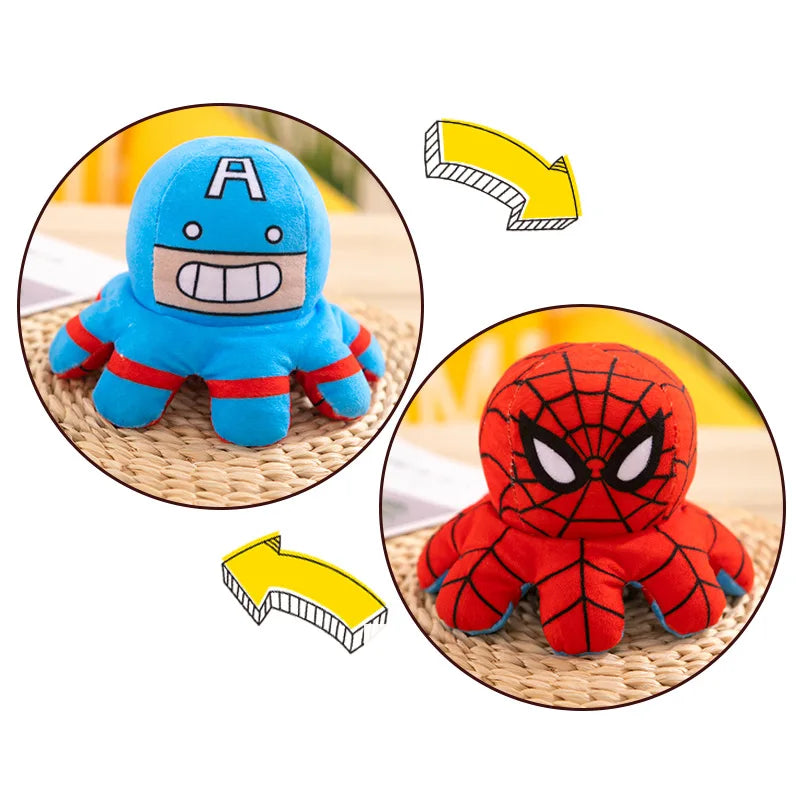 Hot Marvel Plush Doll – Reversible Avengers Toys: Spiderman, Iron Man, Hulk & Captain America